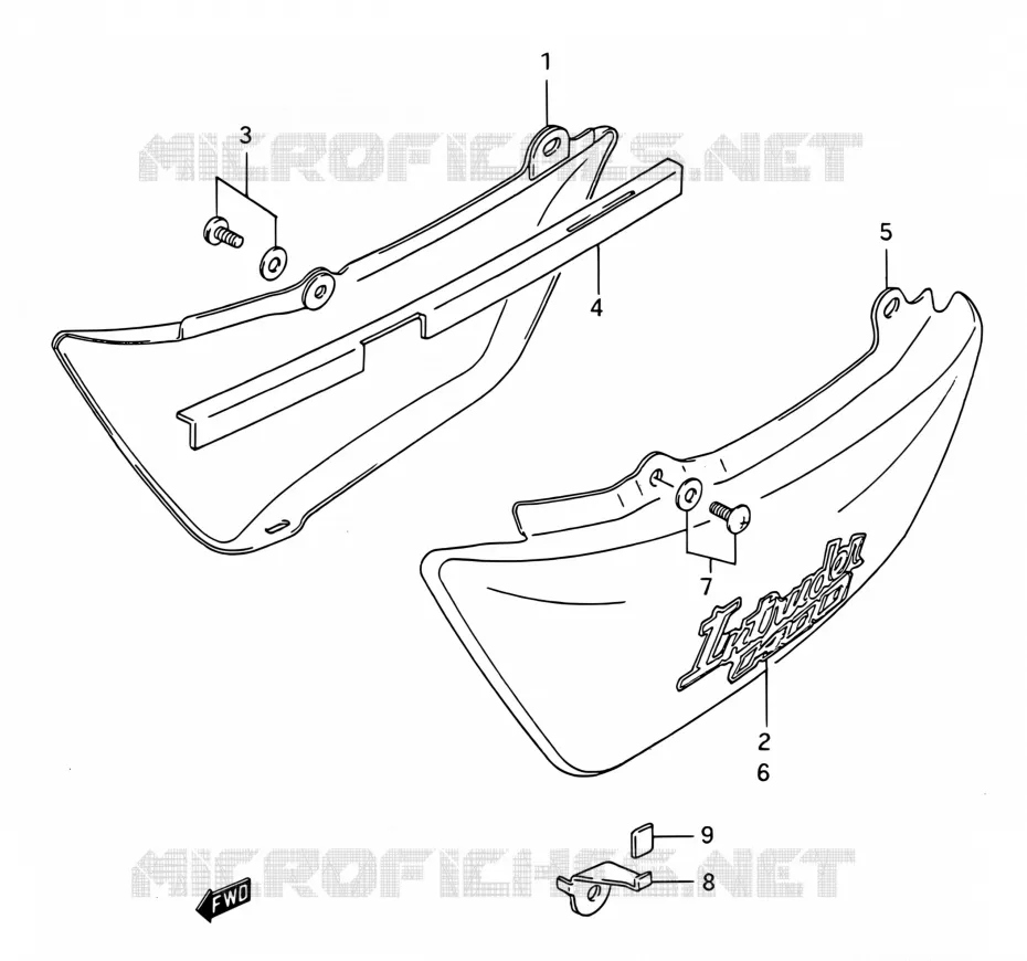 CARENAGES ARRIERE  (MODELE N/P/R) Suzuki MOTO 1400 INTRUDER 1990  VS1400GLP N/VS1400GLF N (E03,E28,E33)