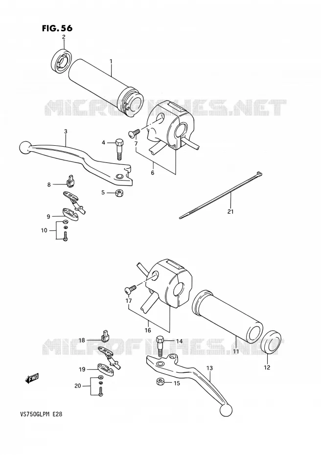 COMMODOS (MODELE F/G/H/J) Suzuki MOTO 750 INTRUDER 1988  VS750GLF J/VS750GLP J (E03,E28,E33)