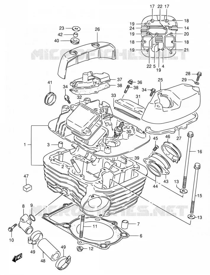CULASSE (REAR) Suzuki MOTO 800 INTRUDER 1994  VS800GL R (E03,E28,E33)
