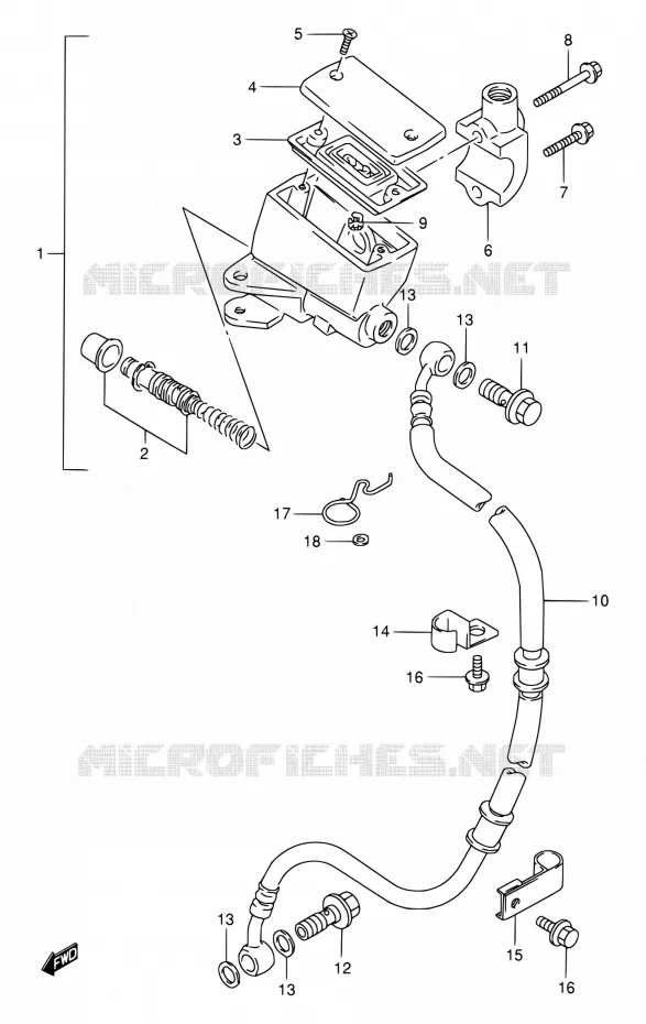 MAITRE CYLINDRE AVANT (MODELE L/M/N) Suzuki MOTO 800 VX 1990  VX800 L/VX800U L