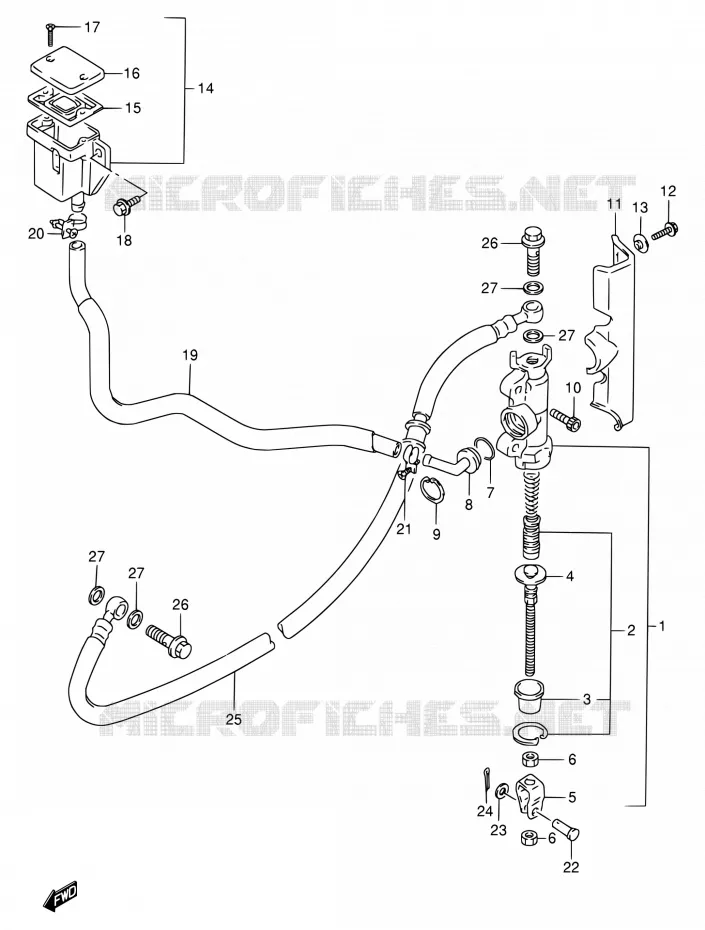 MAITRE CYLINDRE ARRIERE Suzuki MOTO 800 VX 1992  VX800 N/VX800U N
