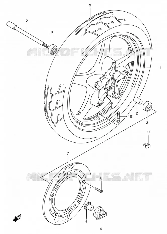 ROUE AVANT Suzuki MOTO 800 VX 1992  VX800 N/VX800U N