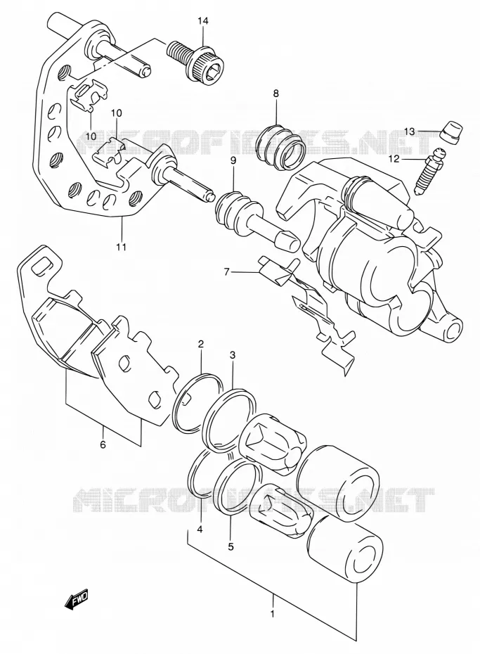 ETRIER DE FREIN AVANT (MODELE L/M/N/P/R) Suzuki MOTO 800 VX 1993  VX800 P/VX800U P
