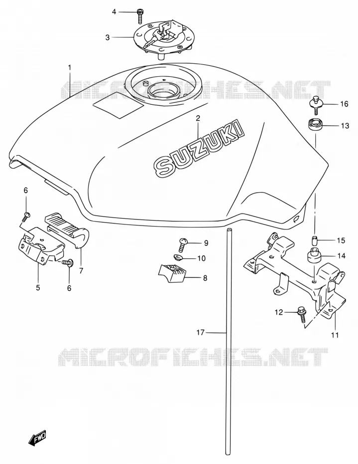 RESERVOIR D'ESSENCE (MODELE R/T) Suzuki MOTO 800 VX 1996  VX800 T/VX800U T