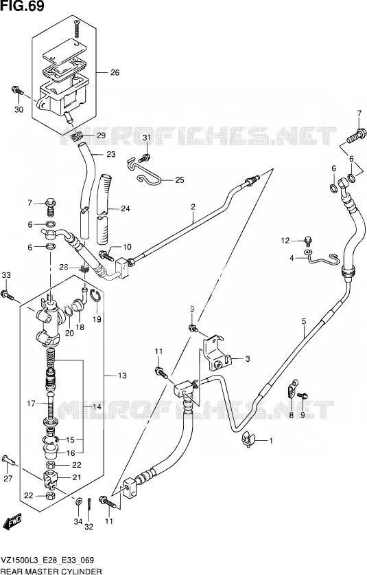 MAITRE CYLINDRE ARRIERE Suzuki MOTO 1500 BOULEVARD 2013  VZ1500 L3 (E03,E28,E33)