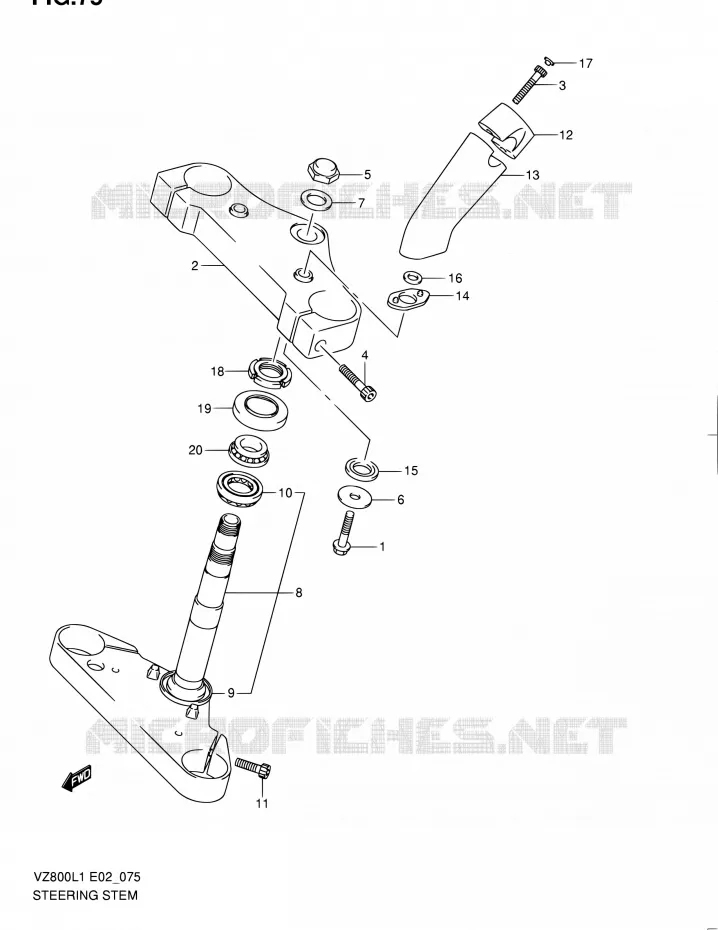COLONNE DE DIRECTION Suzuki MOTO 800 BOULEVARD 2011  VZ800L1(E19)