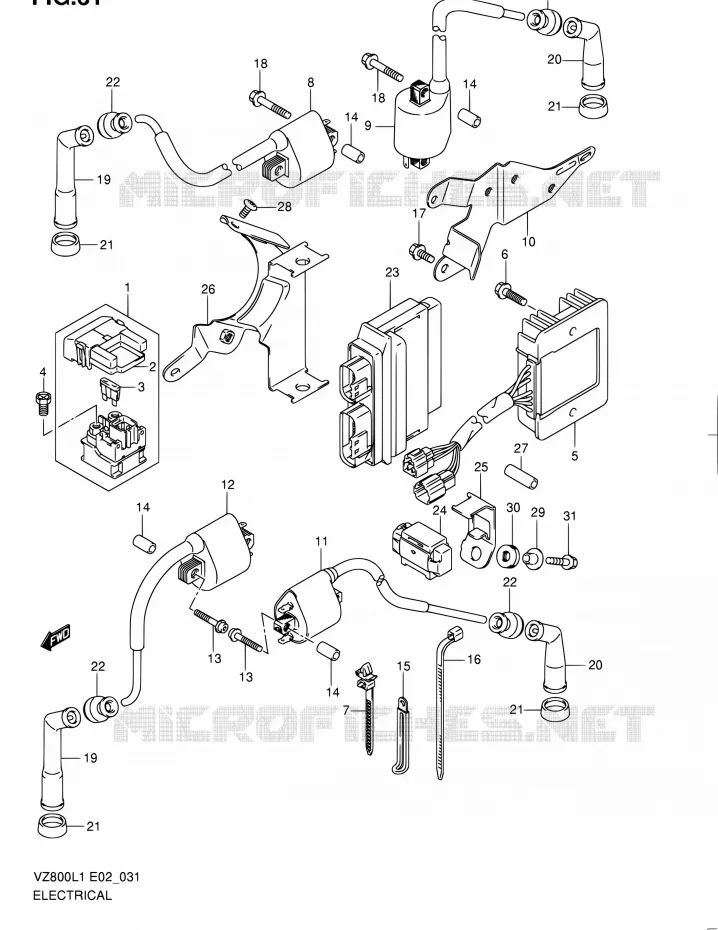 PARTIE ELECTRIQUE (VZ800UEL1 E19) Suzuki MOTO 800 INTRUDER 2012  VZ800L1(E19)