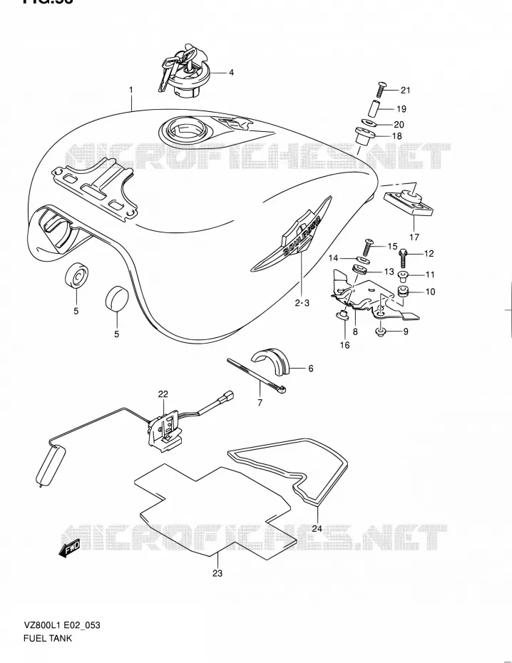 RESERVOIR D'ESSENCE (VZ800L1 E24) Suzuki MOTO 800 BOULEVARD 2011  VZ800L1(E02)