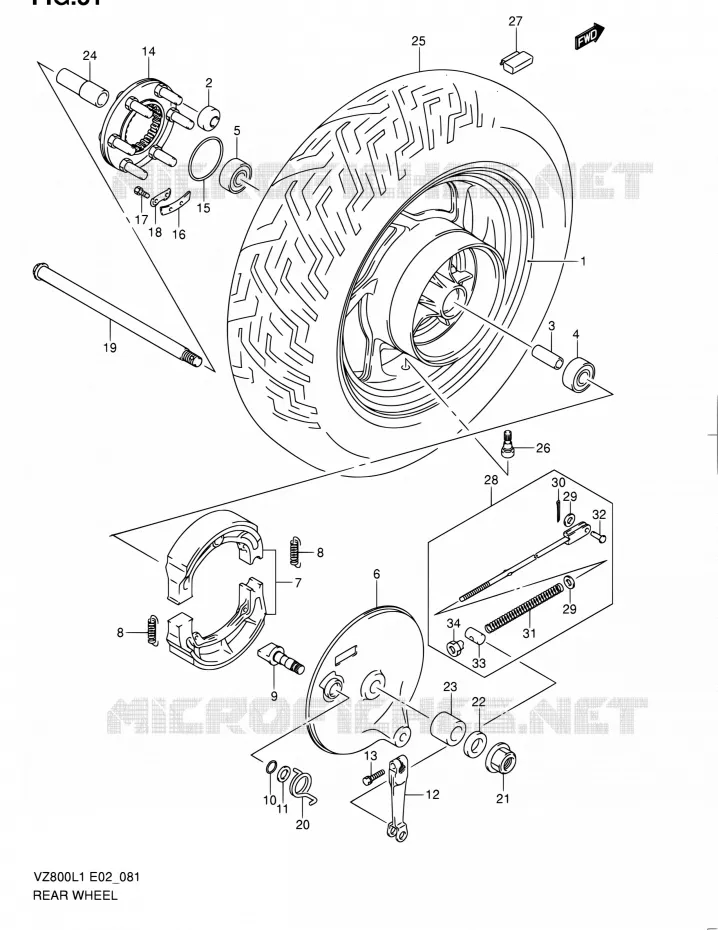 ROUE ARRIERE Suzuki MOTO 800 BOULEVARD 2011  VZ800L1(E02)