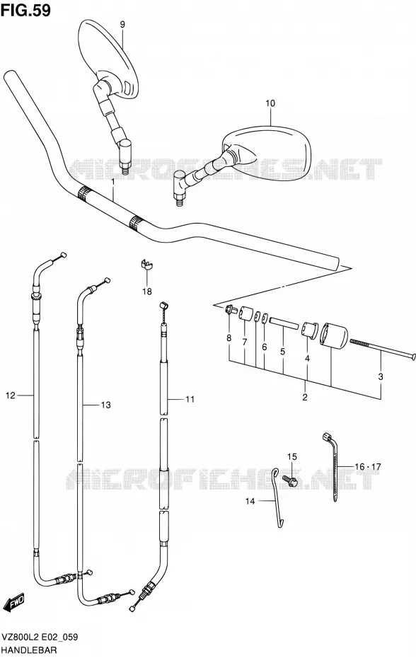 GUIDON (VZ800L2 E02) Suzuki MOTO 800 INTRUDER 2012  VZ800L2(E24)