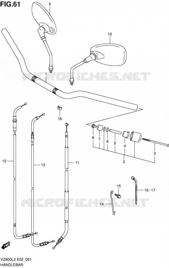 GUIDON (VZ800L2 E24) Suzuki MOTO 800 INTRUDER 2012  VZ800L2(E24)