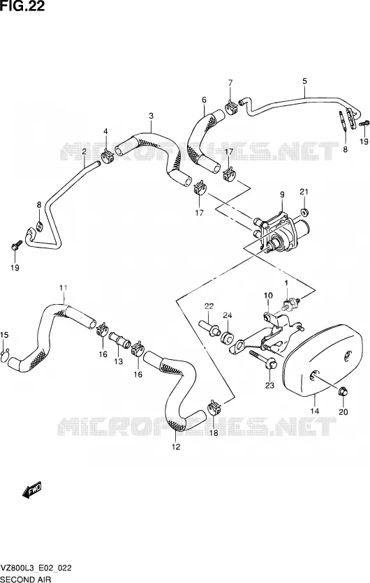 SYSTÈME DE RECYCLAGE GAZ D'ECHAPPEMENT Suzuki MOTO 800 INTRUDER 2015  VZ800 L3 (E19)