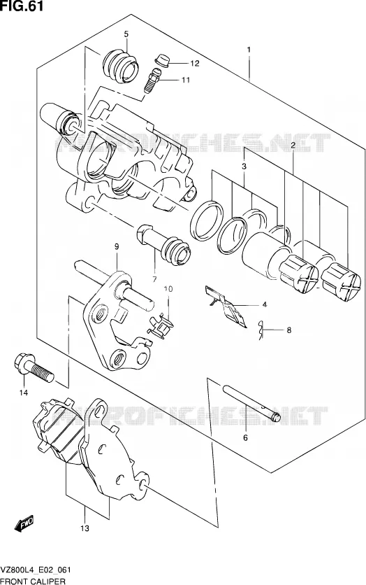ETRIER DE FREIN AVANT Suzuki MOTO 800 MARAUDER 2014  VZ800UE L4 (E19)