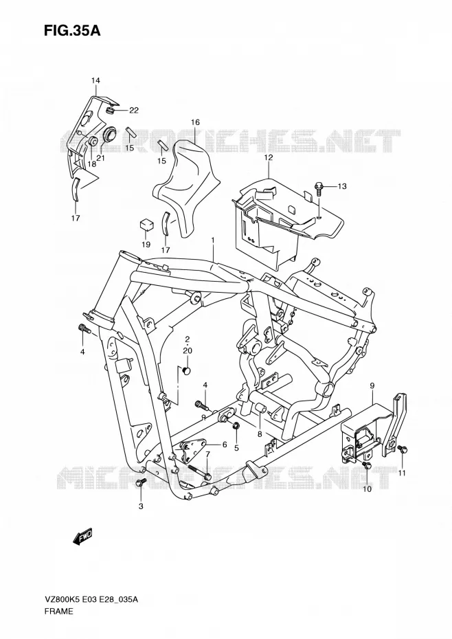 CADRE (MODEL K9) Suzuki MOTO 800 MARAUDER 2008  VZ800Z K8 (E03,E28,E33)