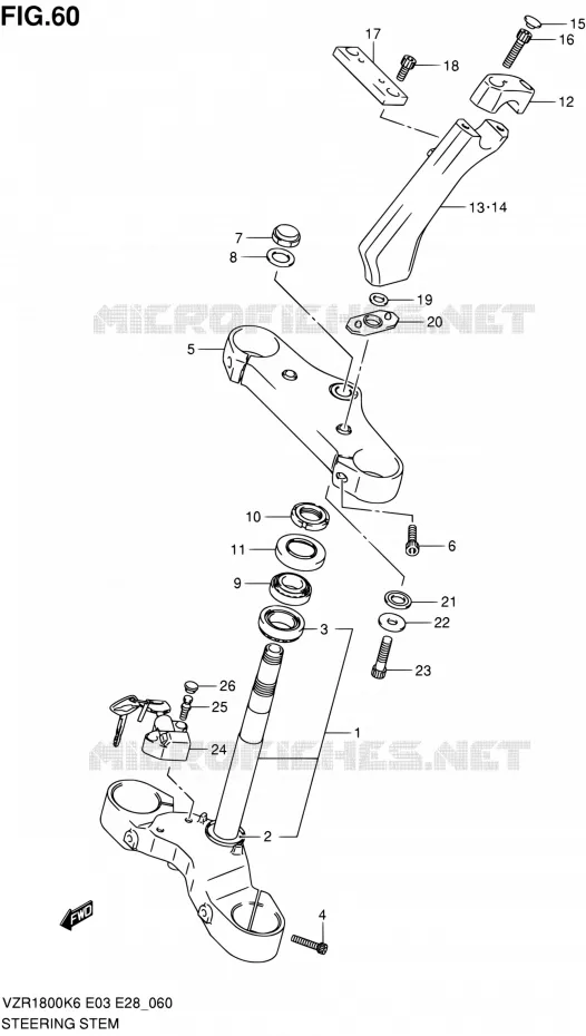 COLONNE DE DIRECTION Suzuki MOTO 1800 INTRUDER 2007  VZR1800 K7/VZR1800Z K7