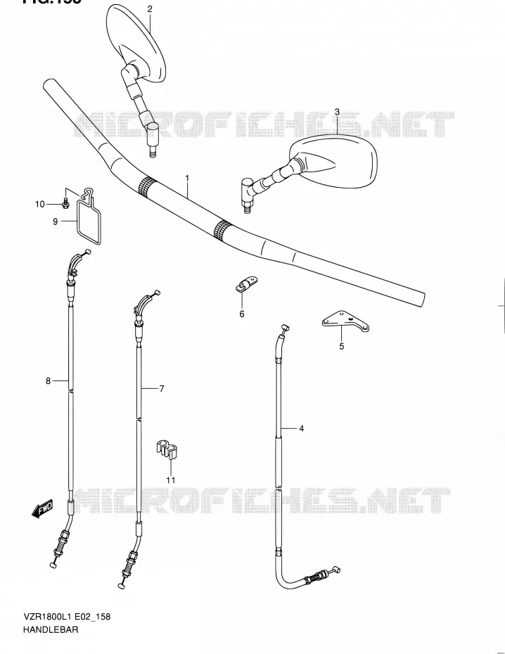 GUIDON (VZR1800ZL1 E02) Suzuki MOTO 1800 INTRUDER 2011  VZR1800L1(E51)