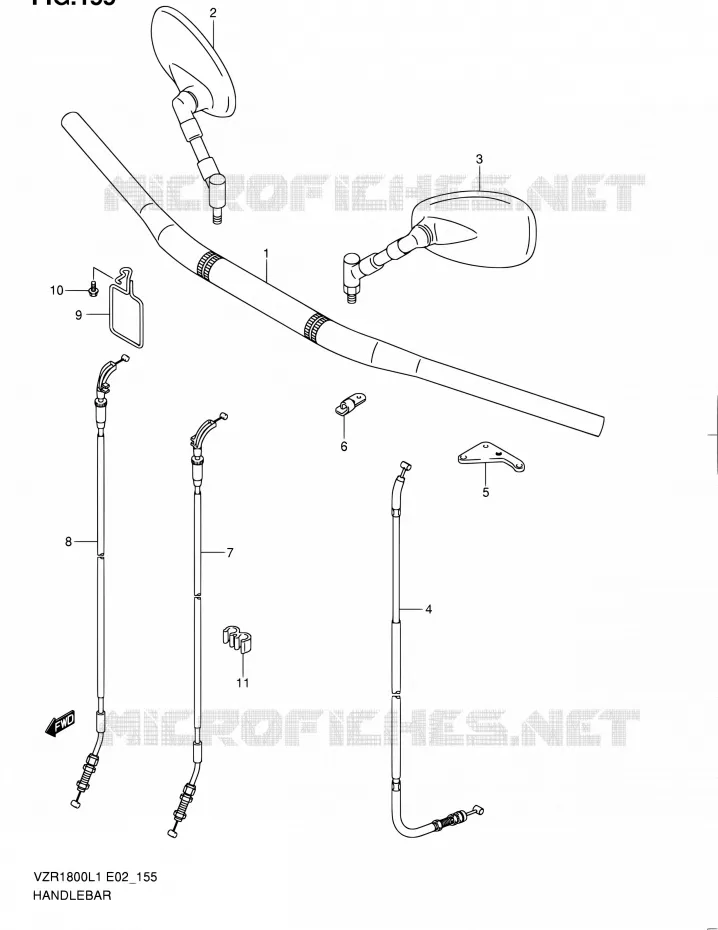 GUIDON (VZR1800L1 E19) Suzuki MOTO 1800 INTRUDER 2011  VZR1800ZL1(E24)