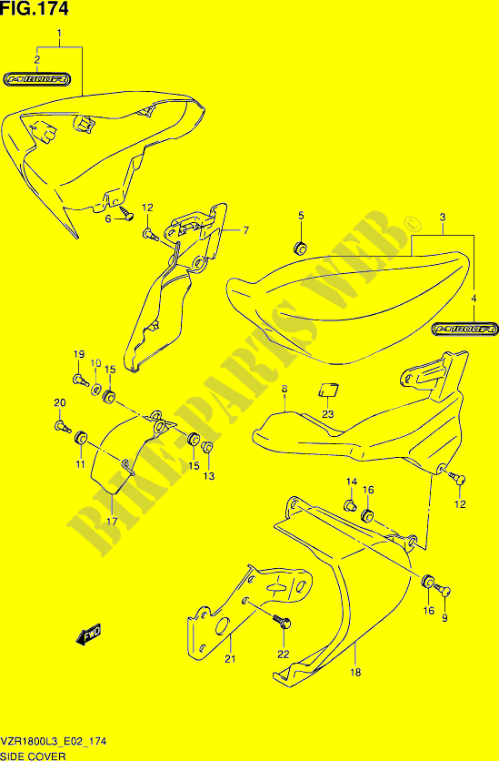 CARENAGES ARRIERE (VZR1800ZL3 E02) pour Suzuki INTRUDER 1800 2013