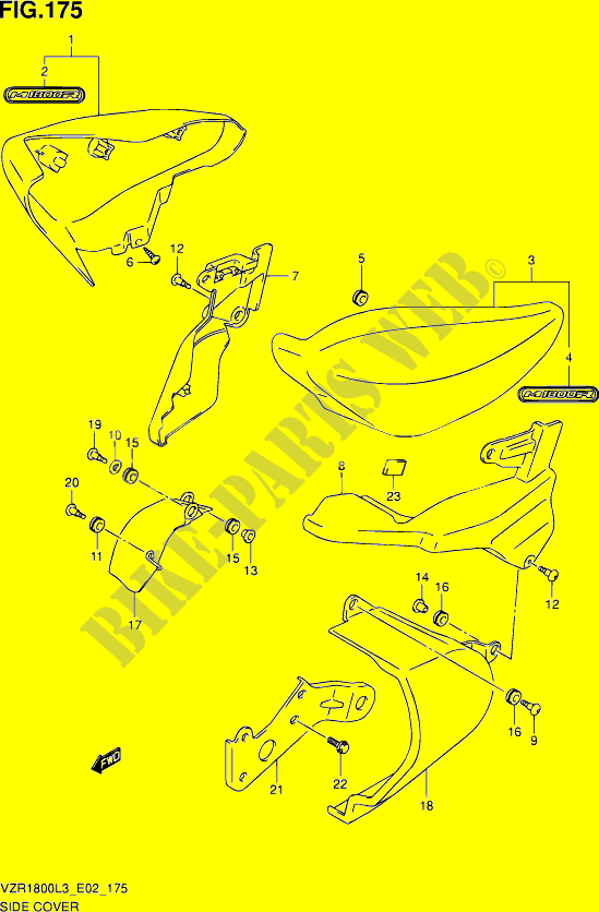 CARENAGES ARRIERE (VZR1800ZL3 E19) pour Suzuki INTRUDER 1800 2013