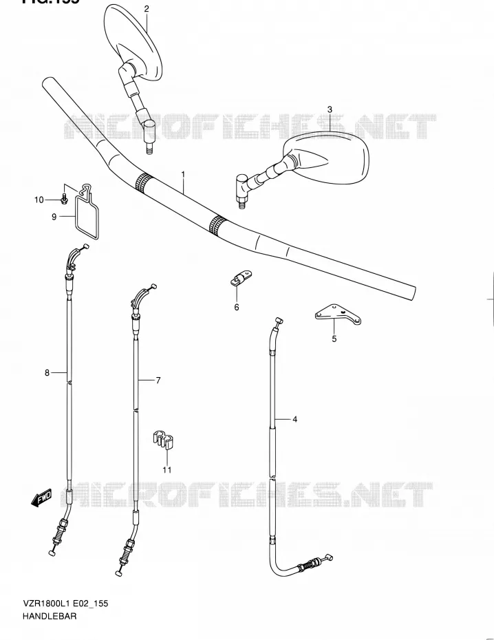 GUIDON (VZR1800L1 E19) Suzuki MOTO 1800 INTRUDER 2012  VZR1800ZUFL1(E19)